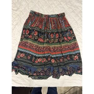 Vintage Backroad Blues Floral Maxi Skirt Womens Size 22 Elastic Waist Boho